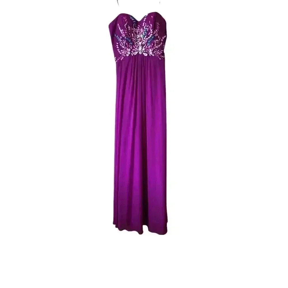 Nox Anabel Fuscia Embellished Long Prom  Evening Dress Women's Size Small
